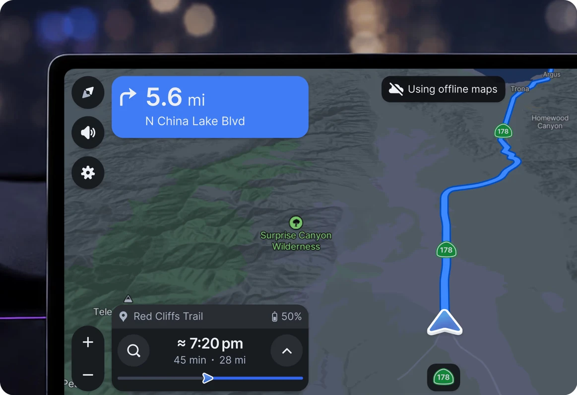 Dash icons in the in-car navigation