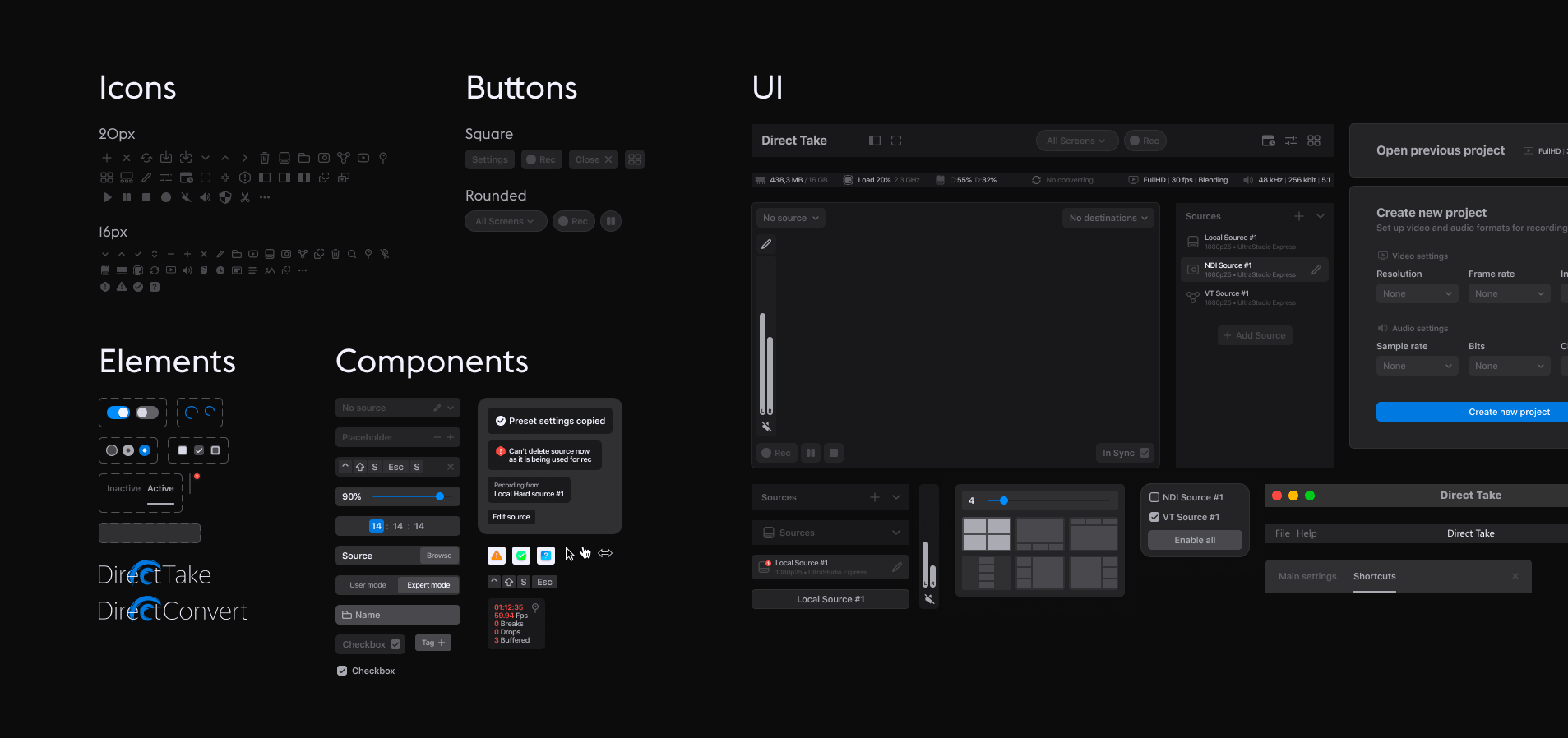 DirectTake icons in the interface
